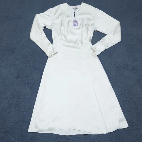 Tommy Hilfiger Dresses & Skirts - Tommy Hilfiger X Zendaya Wrap Satin Dress Ballgown Midi Long Sleeve Size 4 Cream